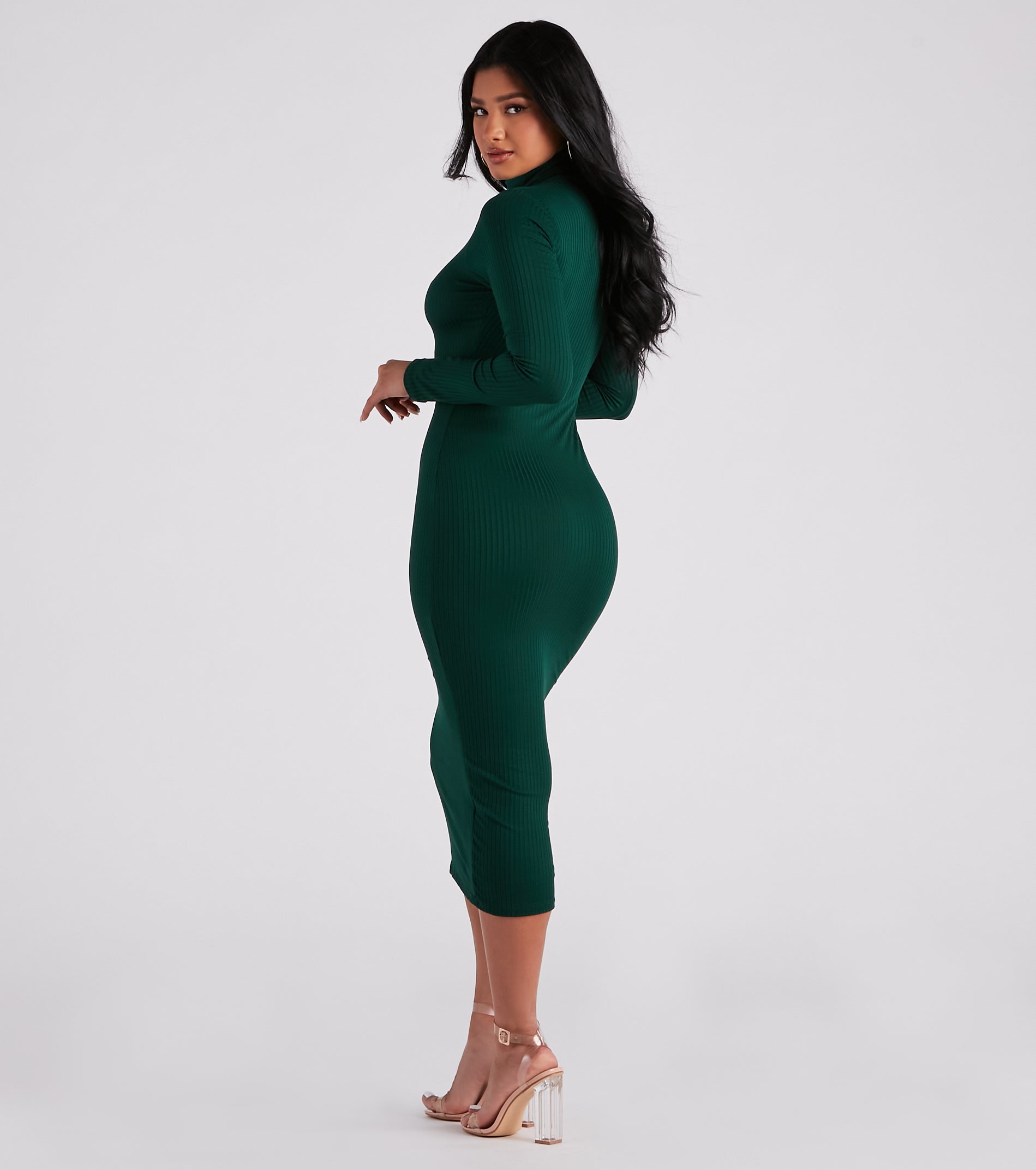 Winter Chic Style Midi Sweater Dress